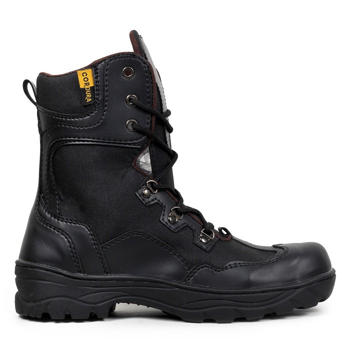 MS Shop - Sepatu Safety Boots Pria Crocodile Indicator Tinggi Hitam PDL Sleting Bots Hiking Outdoor