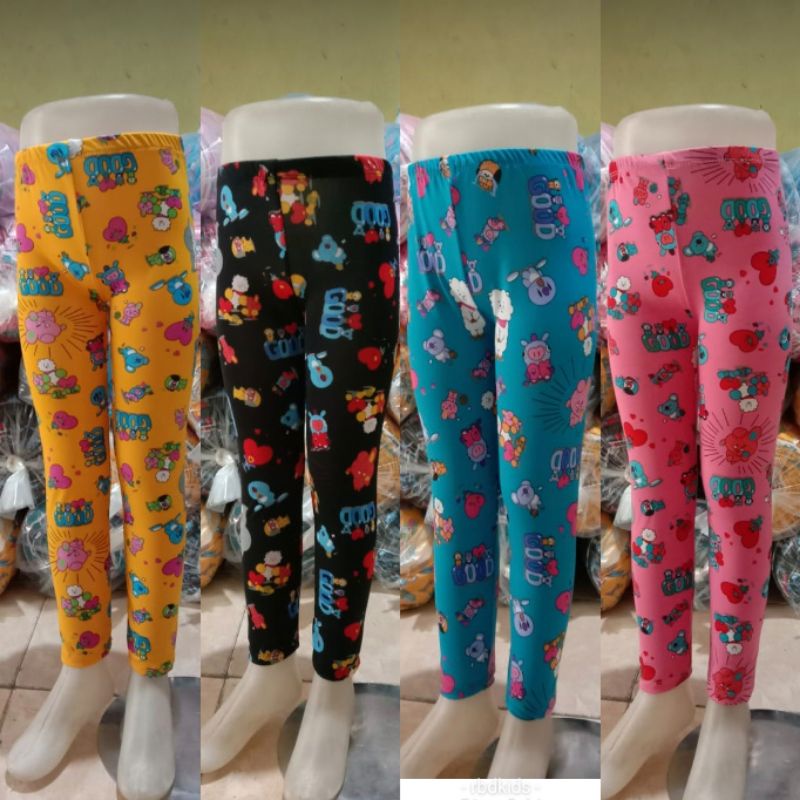 (good quality) LEJING anak polos sablon 6bln-9th PONY BTS MINIE  Grosir&ecer legging karakter