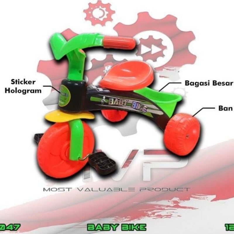 BBR 047 SEPEDA RODA 3 TIGA SEPEDA ANAK TRICYCLE  SEPEDA ANAK RODA 3 TIGA