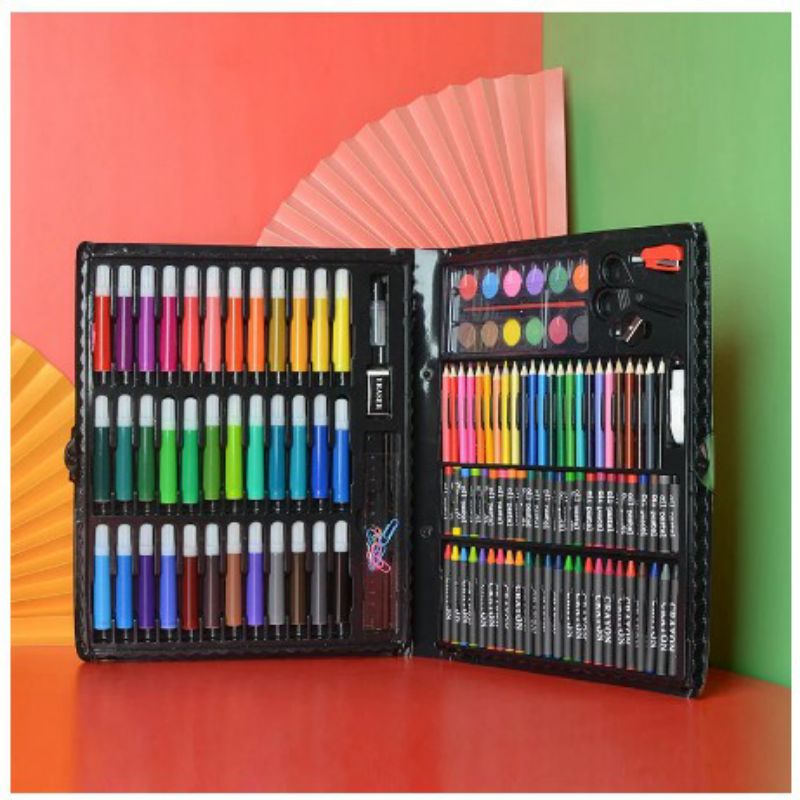 Pensil Warna Crayon ISI 150PCS Set Anak Spidol Warna Alat Gambar Lengkap Mewarnai Pastel Lukis  MS88