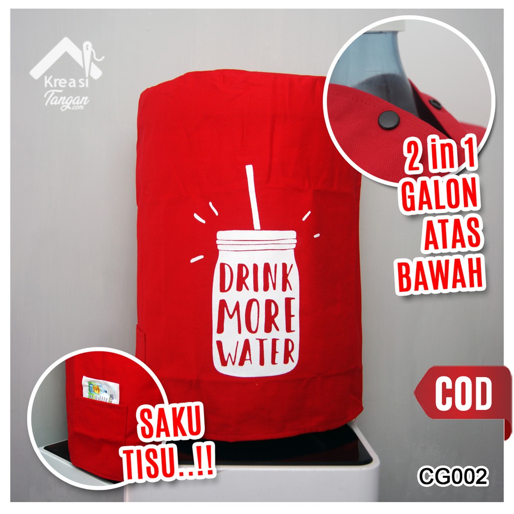 PAKET LEBIH MURAH - Cover Galon &amp; Cover Kulkas Warna Merah (Paket Polos-01)