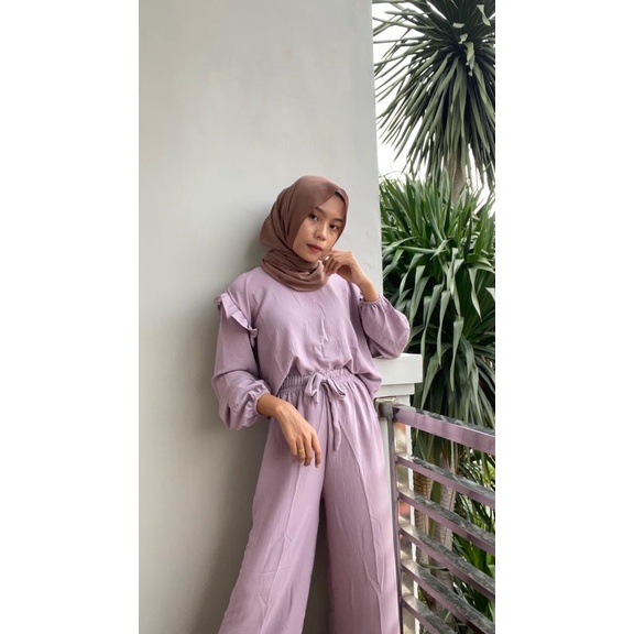 RUBY SET//SETELAN KULOT KRINKEL//OOTD KEKINIAN// SETELAN TERLARIS// SETELAN PALING BANYAK DI MINATI-LILAC