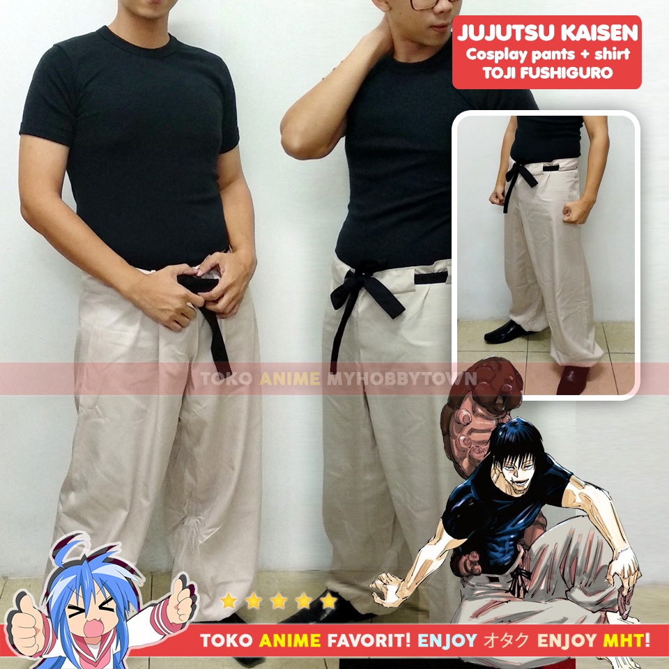 Kostum Cosplay Set Kaos Celana Fushiguro Toji Jujutsu Kaisen