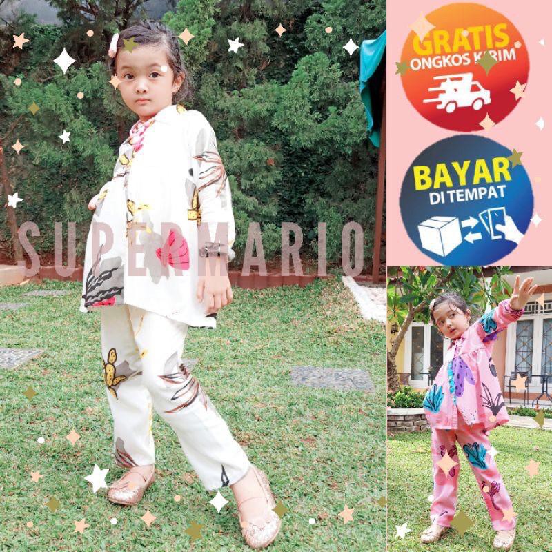 SETELAN TUNIK ANAK RAYON LENGAN PANJANG / SETELAN BABYDOLL RAYON / SETELAN TUNIK KAKTUS
