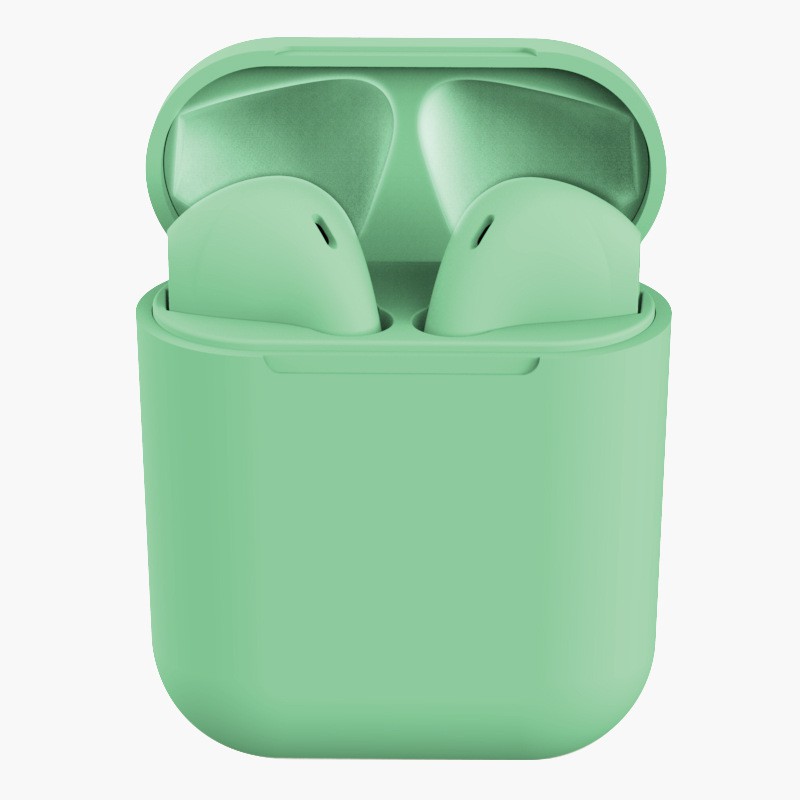 Earphone Bluetooth i12 TWS Wireless Headset Bluetooth Earbuds Matte Macaron Android-hijau