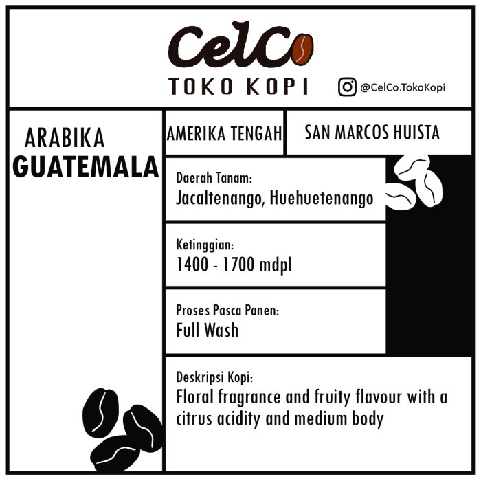 

Kopi Arabika Guatemala 200gr | by Celco Toko Kopi | Kopi Biji & Bubuk