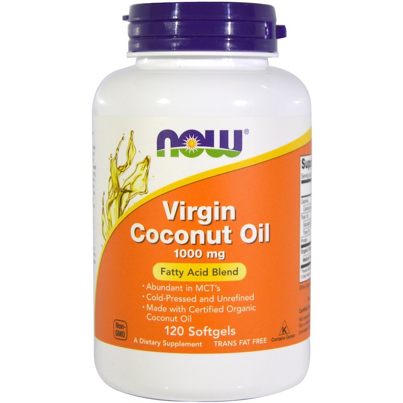 Now Foods Virgin Coconut Oil 1000 mg (120 Soft) Now VCO ORI USA Now Virgin Coconut Oil