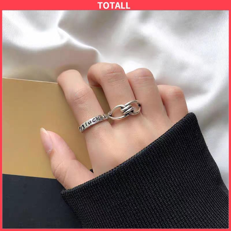 COD Minoritas desain cincin terbuka fashion wanita cincin fashion retro gaya keren kepribadian wanita finger ring set-Totall