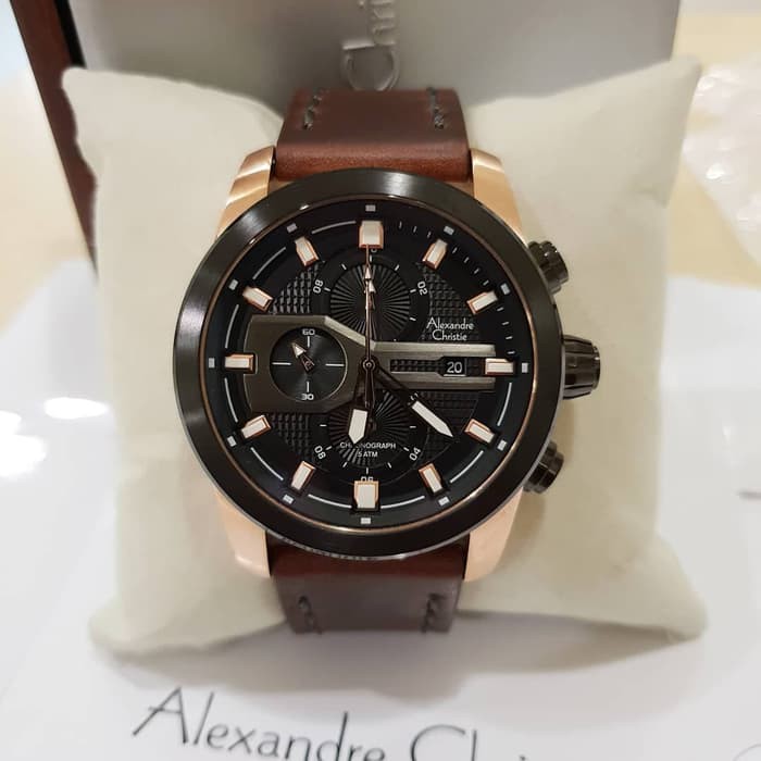 jam tangan pria alexander cristie original ac6270 black rose gold