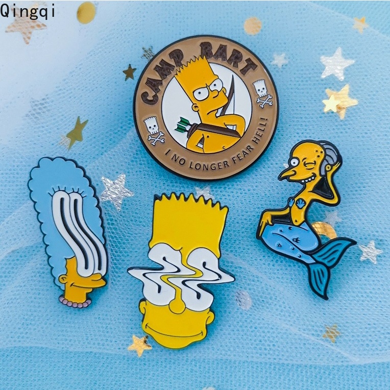 Bros Pin Enamel Desain Karakter Kartun Simpson Family Gaya Vintage Untuk Koleksi Topi