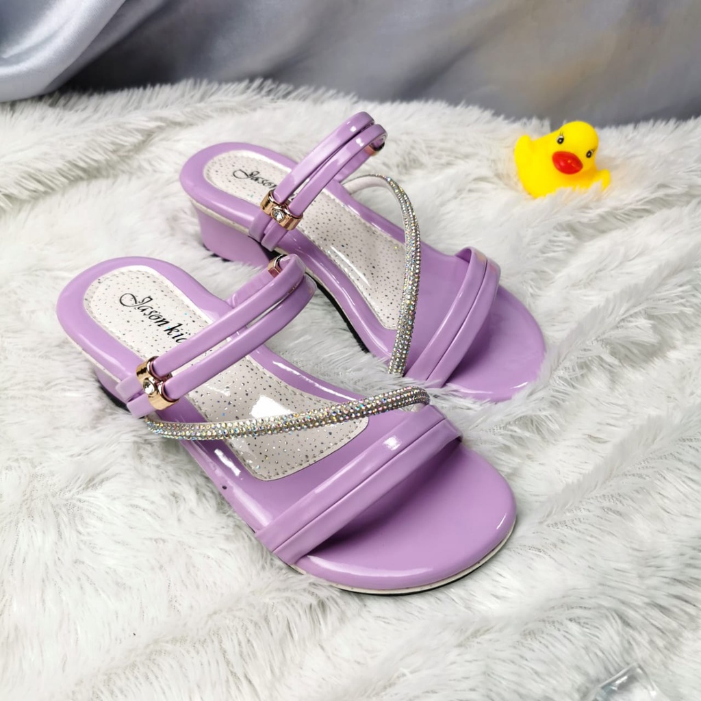Sandal Heels Pesta Anak Perempuan Hak Tahu Tali Mutiara Sendal Sepatu Anak Cewe JESSICA02