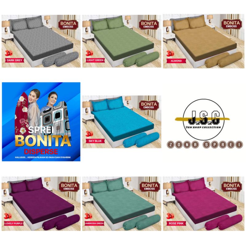 BONITA Sprei Bonita polos embos ukuran 160x200/180x200 tinggi 20cm
