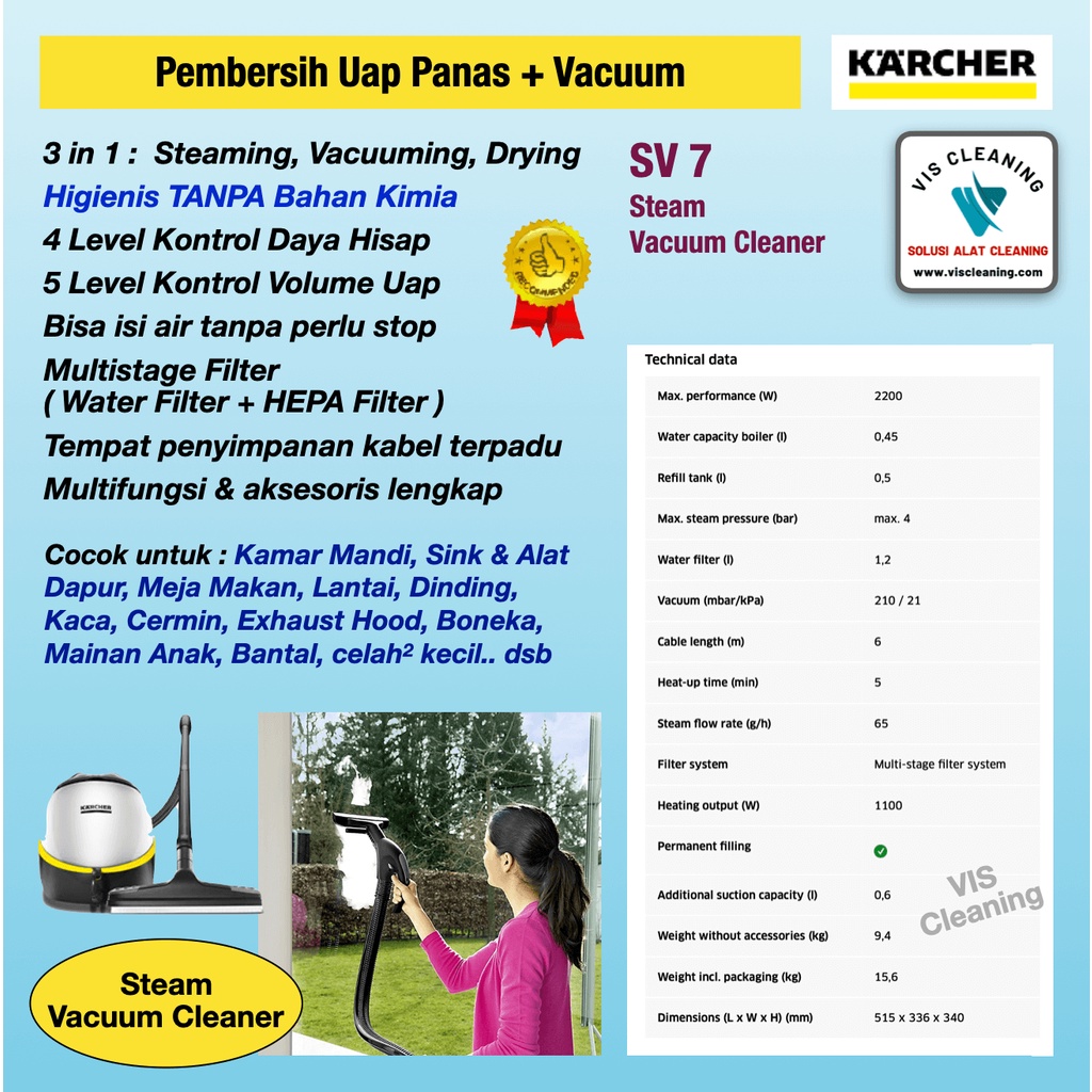 Steam Vacuum Cleaner Karcher SV 7 (Pembersih Vakum dengan Uap Panas)