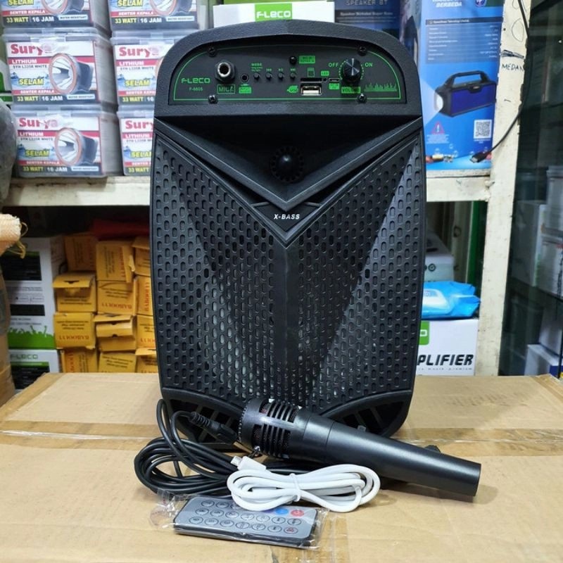 COD SPEAKER BLUETOOTH FLECO 6'5 INCH F-6605 LED BONUS  MIC KARAOKE X-BASS//SPEAKER SALON AKTIF X-BASS//SPEAKER KARAOKE//SPEAKER FLECO X-BASS//SPEAKER WIRELESS