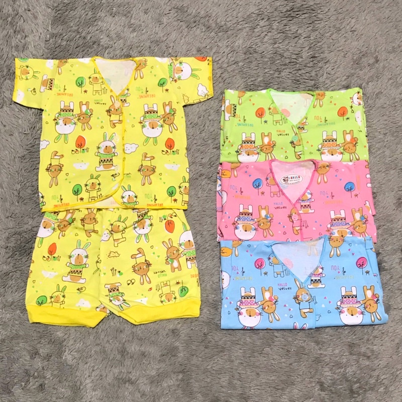 Setelan Baju Bayi Pendek Motif