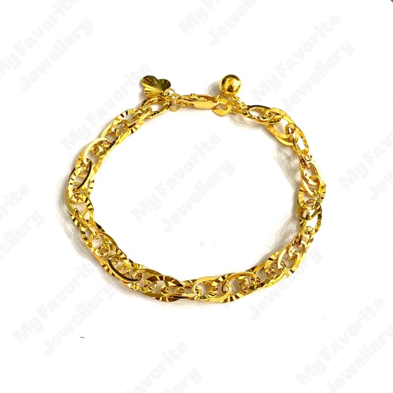 Gelang Fancy Kristal Double Gelang Emas Asli Kadar 700