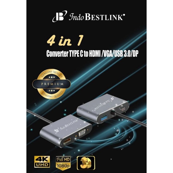 converterType C 4in1 HDMI 4k, VGA, USB 3.0, PD / converter Type c 4 in 1