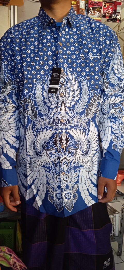 M231 Kemeja Pria Batik Panjang Biru 1742