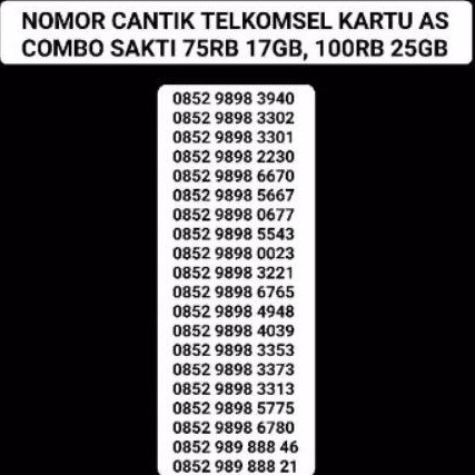 Nomor cantik telkomsel Kartu As Sakti combo sakti