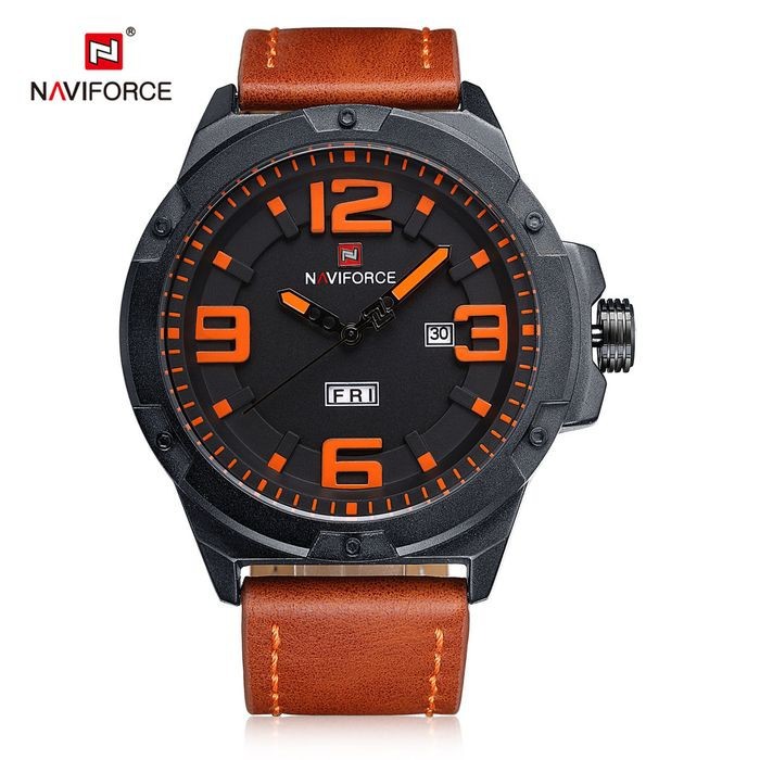 Jam Tangan Pria Naviforce 9100 Original Tali Kulit