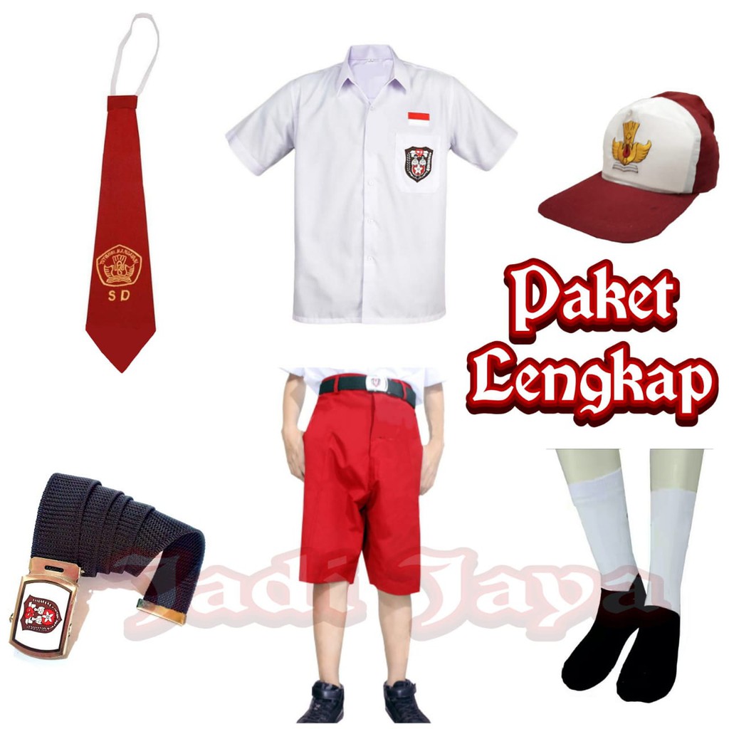 Seragam SD Merah Putih Laki Lengkap Celana Pendek Baju Pendek