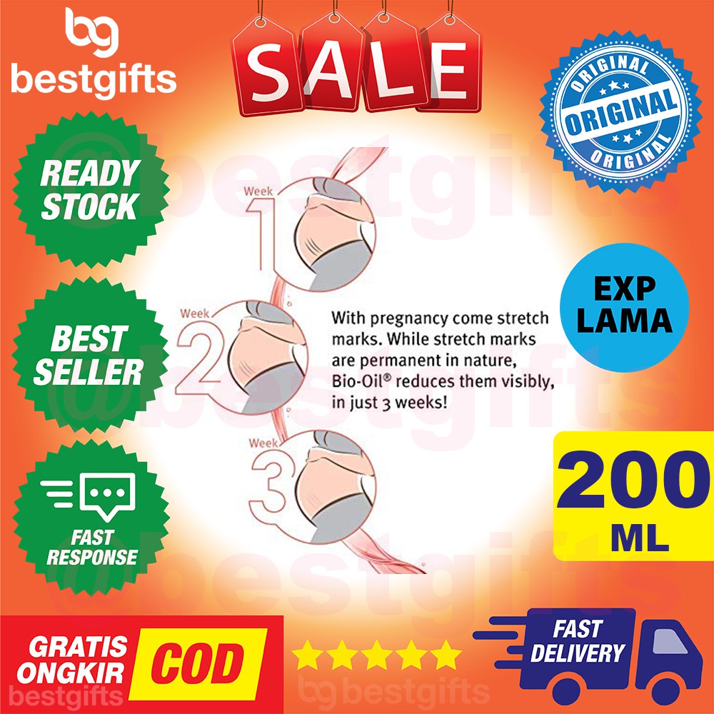 BIO OIL 200 ML 200ML BIOOIL PENGHILANG BEKAS LUKA PASCA HAMIL SCAR STRETCH MARK SELULIT STREACHMARK