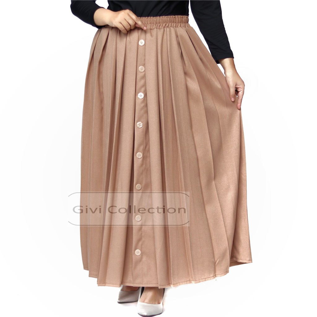 rok rempel kancing | Rok payung rempel full depan belakang | rok payung moscrepe | rok muslimah-mocca