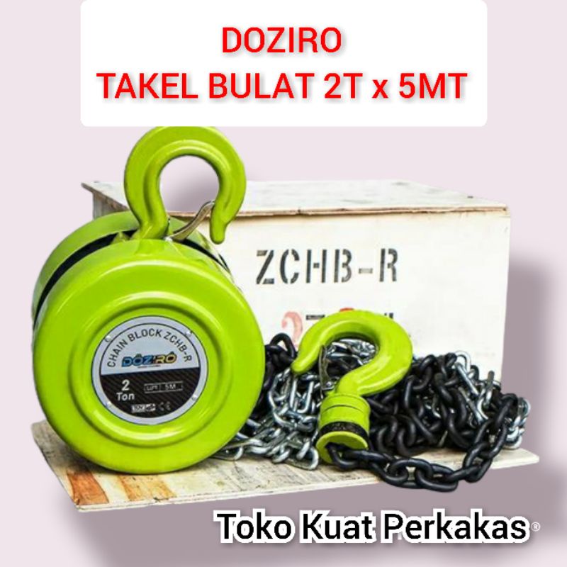 Takel rantai model bulat DOZIRO chain block 2Ton x 5Meter