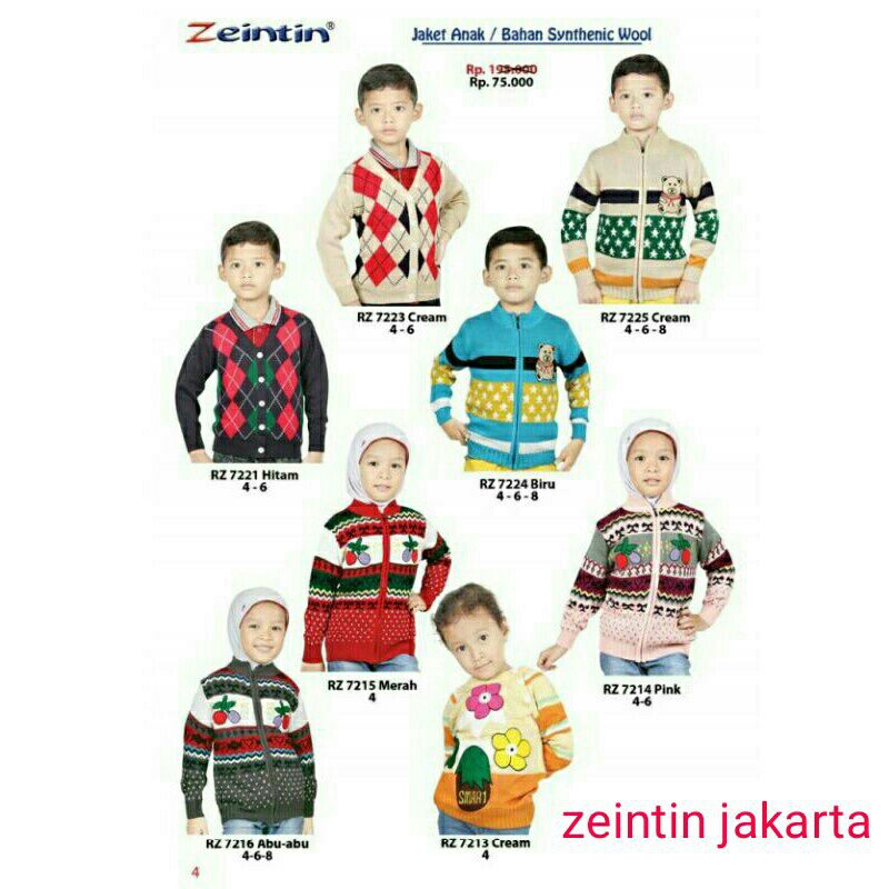zeintin switer jaket anak