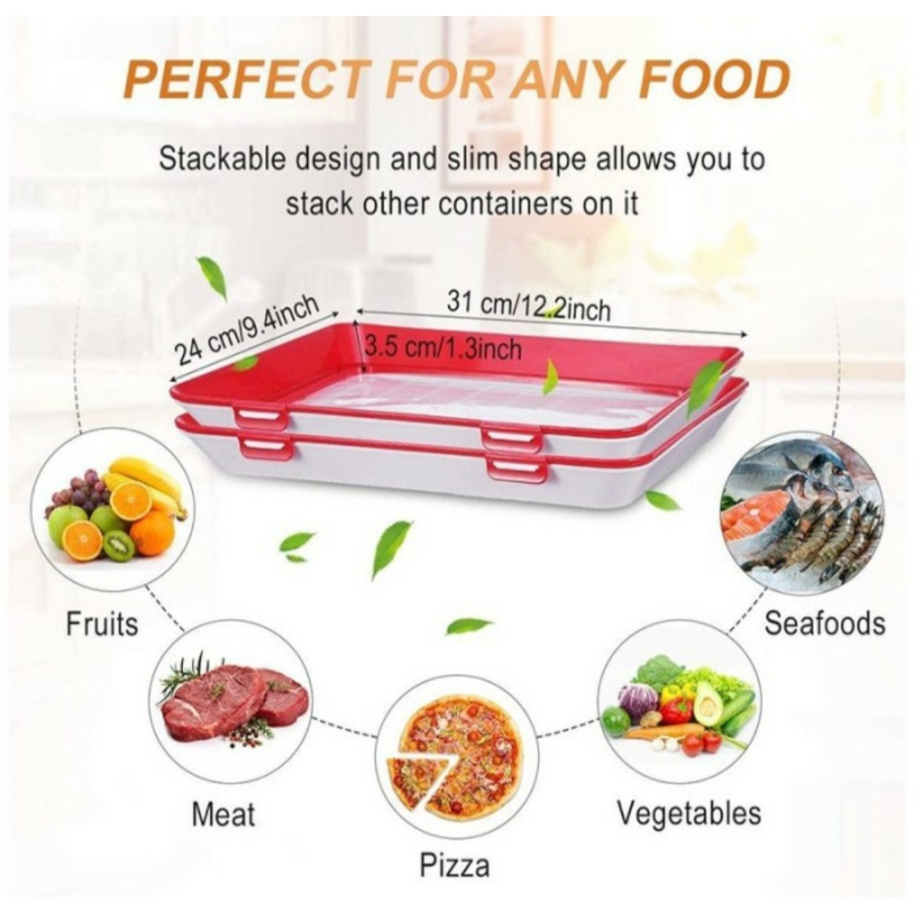 Tempat Makanan Vacuum FOOD TRAY Clever Creative food Preservation Tray Food Organizer Kulkas