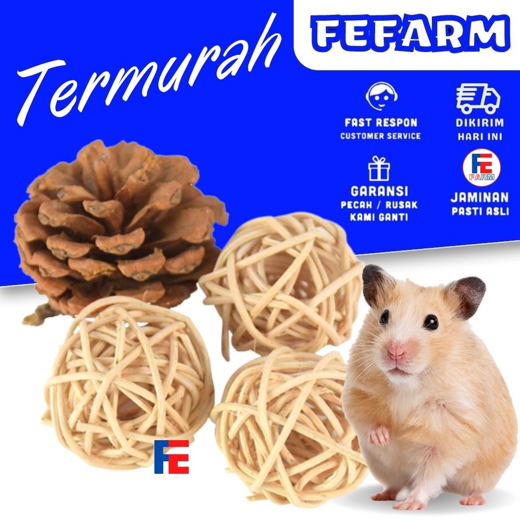 Bola Rotan Mini Gnawing Hamster Mainan Hamster Gigitan Hamster FEFARM