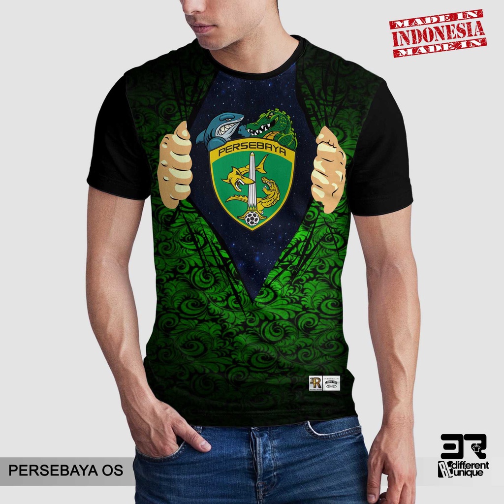 [ COD ] KAOS PRINTING GAMBAR TEAM SEPAKBOLA PERSEBAYA OS - BAJU SEPAK BOLA DISTRO ORIGINAL MOTIF UNI