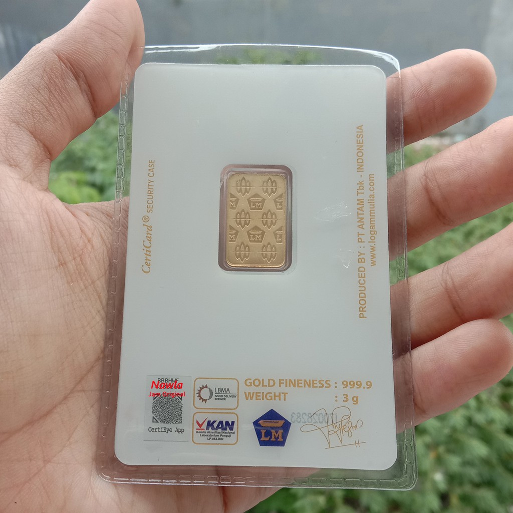 ASLI Antam 3 gram Logam Mulia Emas Murni 24 Karat Certicard Certieye