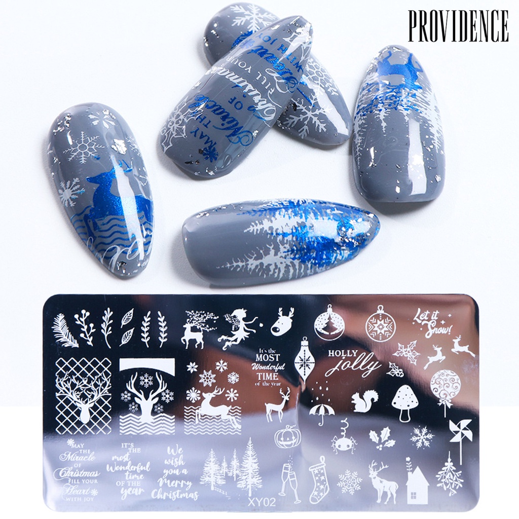 Providence Cetakan Kuku Motif Snowflake Bahan Stainless Steel Untuk Manicure / Nail Art