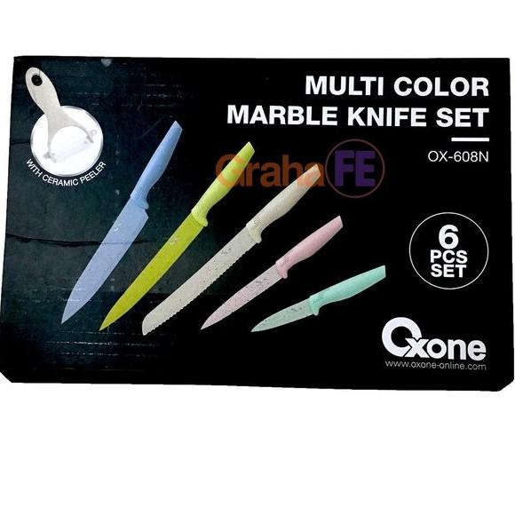 

Terlaris Oxone Set Pisau Dapur Stainless Berlapis Marble - 6Pcs Multi Marketmeychi
