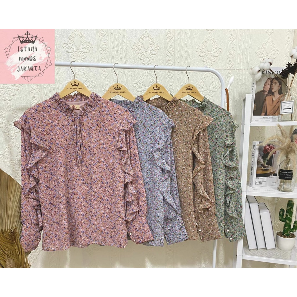 ISTANA MODE JAKARTA Valensa Jumbo baju atasan wanita terbaru blouse korean style blouse wanita lengan panjang-3