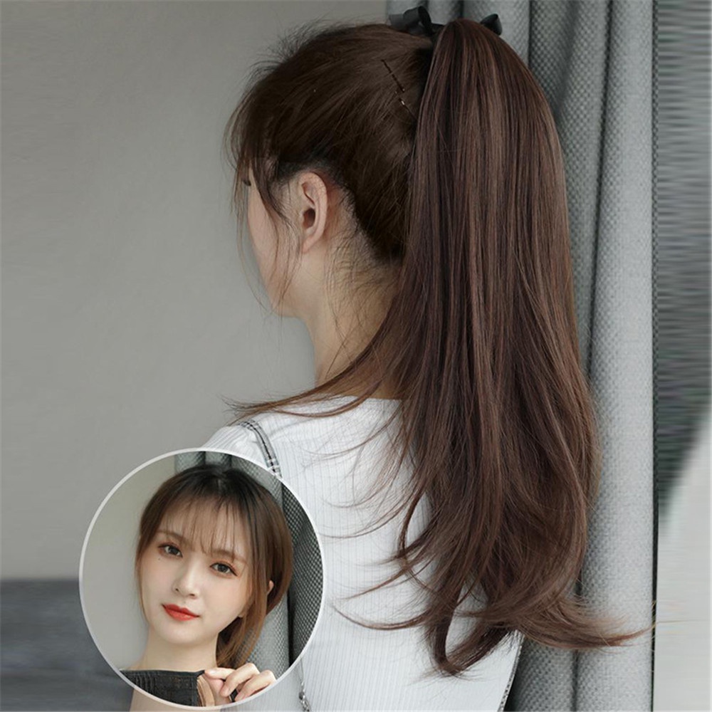 【COD Tangding】Wig Rambut Palsu Model Ponytail Keriting Panjang Natural Untuk Wanita