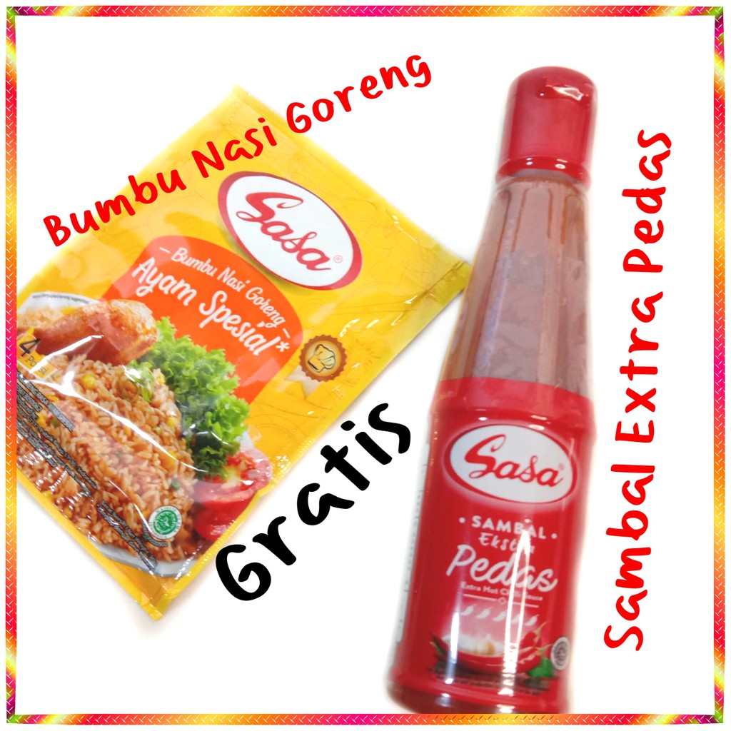 

saus SAMBAL PEDAS SASA 135 ml bonus bumbu instan nasi goreng SASA