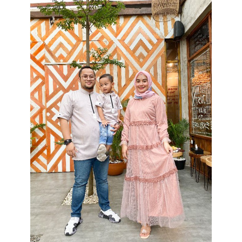 GAMIS COUPLE KELUARGA / NALADIPHA PREMIUM TULLE FAMSET / FAMILY SET LEBARAN 2021