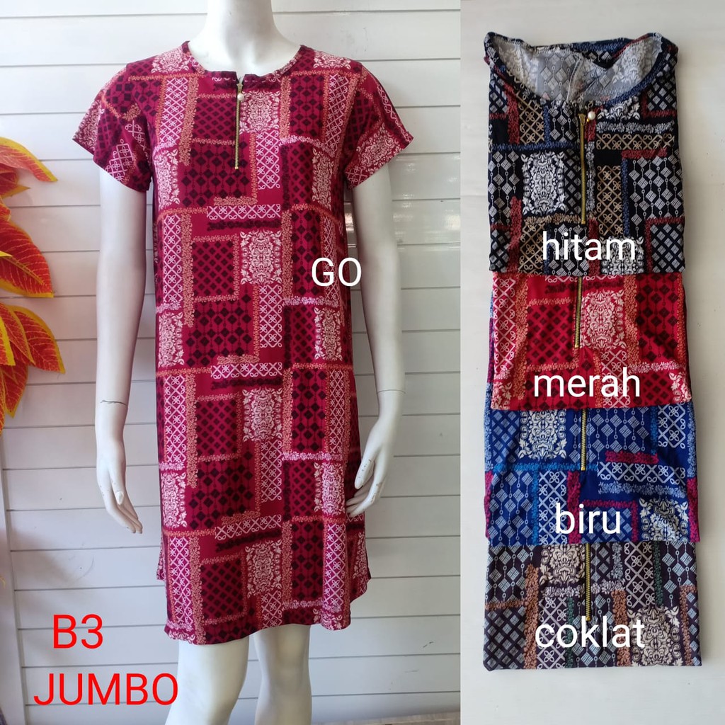 gof SR DASTER/DRESS JUMBO Wanita Casual Motif Polos Pakaian Perempuan Lengan Pendek