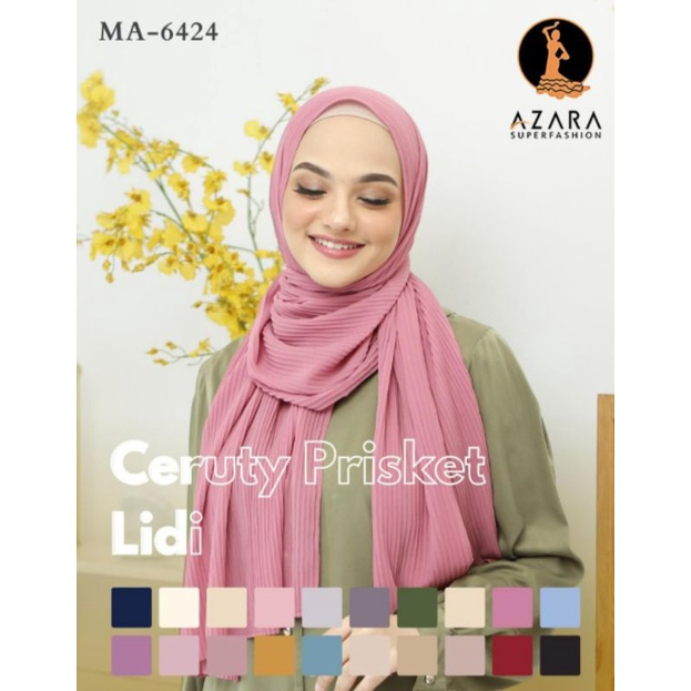 AZARA Pashmina Plisket Lidi Ceruty Full Plisket Hijab Prisket