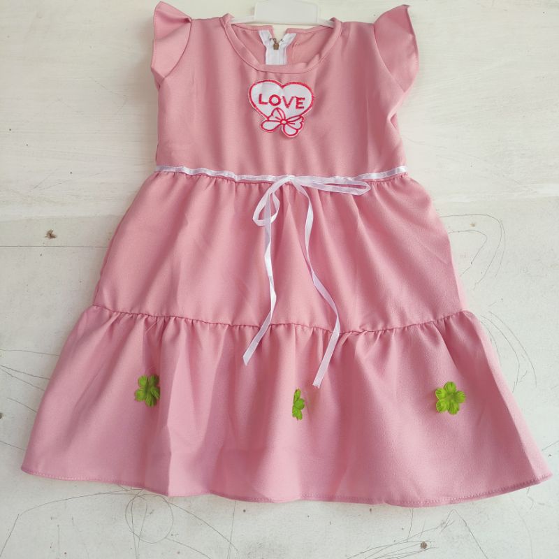 Dress anak 1 2 tahun moscrepe gaun anak cewek harian santai baju anak lucu ( dress moscrepe GIN )