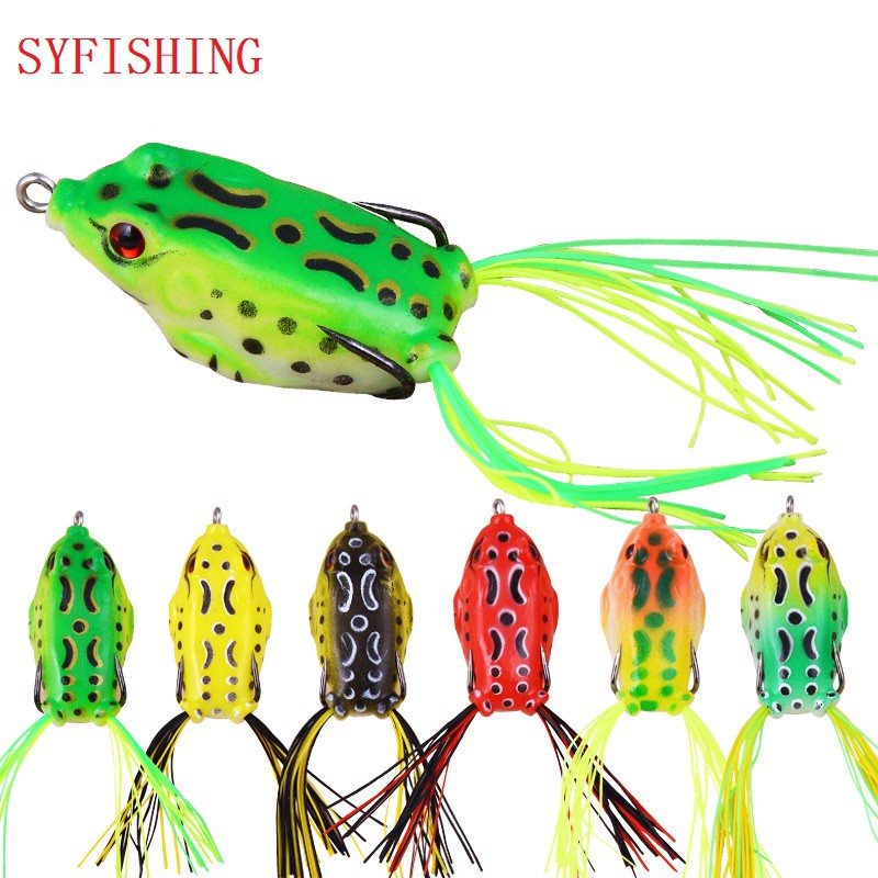 SYFishing 1Pcs New 4cm/5cm/5.5cm Soft Umpan Pancing Frog Fishing Lure Swimbait Bentuk Kodok Buatan dengan Kail Ganda Umpan Pancing Bentuk Kodok Buatan dengan Kail Ganda