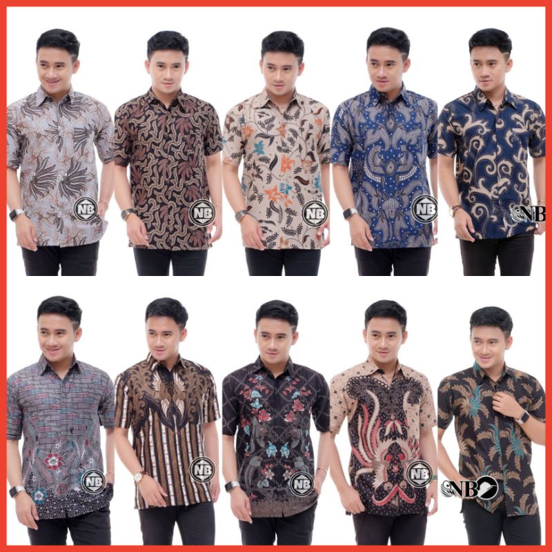 [ Bisa Cod ] Kemeja Batik Pria Lengan Pendek Baju Batik Kekinian Seragam Kantor Jumbo M L Xl Xxl