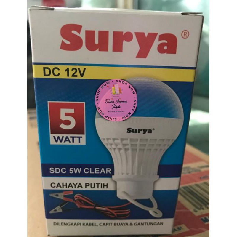 Lampu LED DC SURYA 5W/ LED AKI 5 Watt LED Jepit Aki 12V Accu Emergency 5Watt