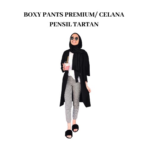 BOXY PANTS PREMIUM/ CELANA PENSIL TARTAN / CELANA BAGGY PANTS KOTAK / CELANA KOTAK - RELOOK