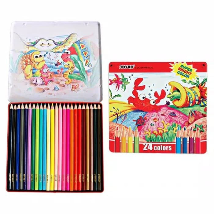 

YUH [SET] Pensil Warna / Colored Pencils Kualitas Super 24 Warna Kaleng - Joyko MURAH