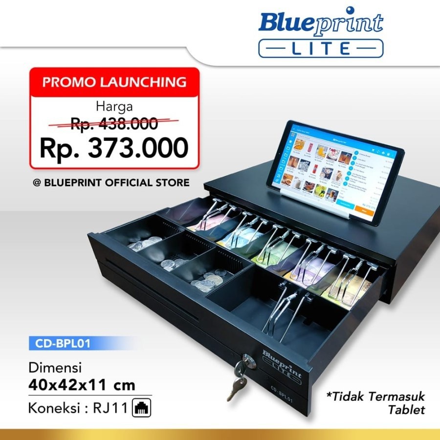 CASH DRAWER LACI KASIR BLUEPRINT BPL02 34 X 36 X 10,8cm RJ11