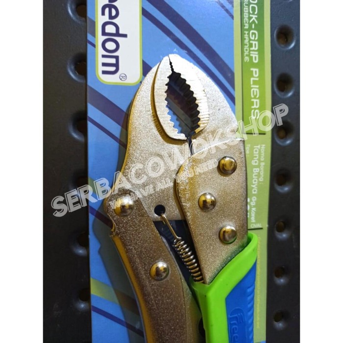 FREEDOM Tang Buaya Gagang Karet Curve - Straight 10 Inch Locking Plier - Bengkok