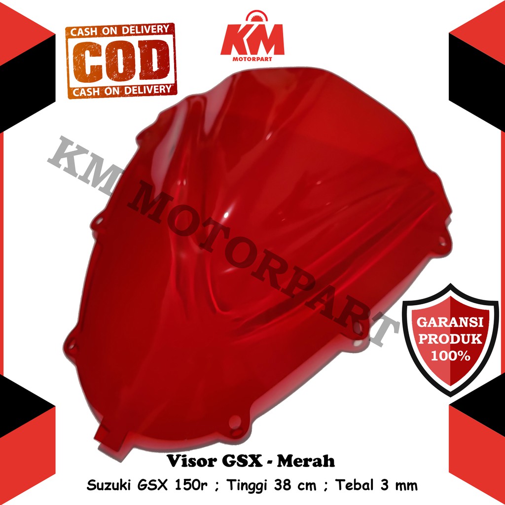 Kaca Visor Windshield Gsx r150 Jenong Hitam Merah Biru Bening Tebal 3 mm Bahan Kaca Mika Akrilik